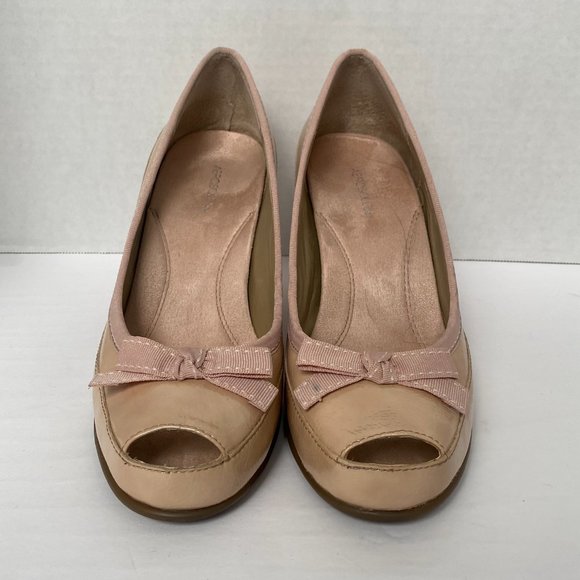 COPY - Aerosoles Benefit Leather Nude Peep Toe Dress Shoe Pumps Size 9W - Picture 1 of 6